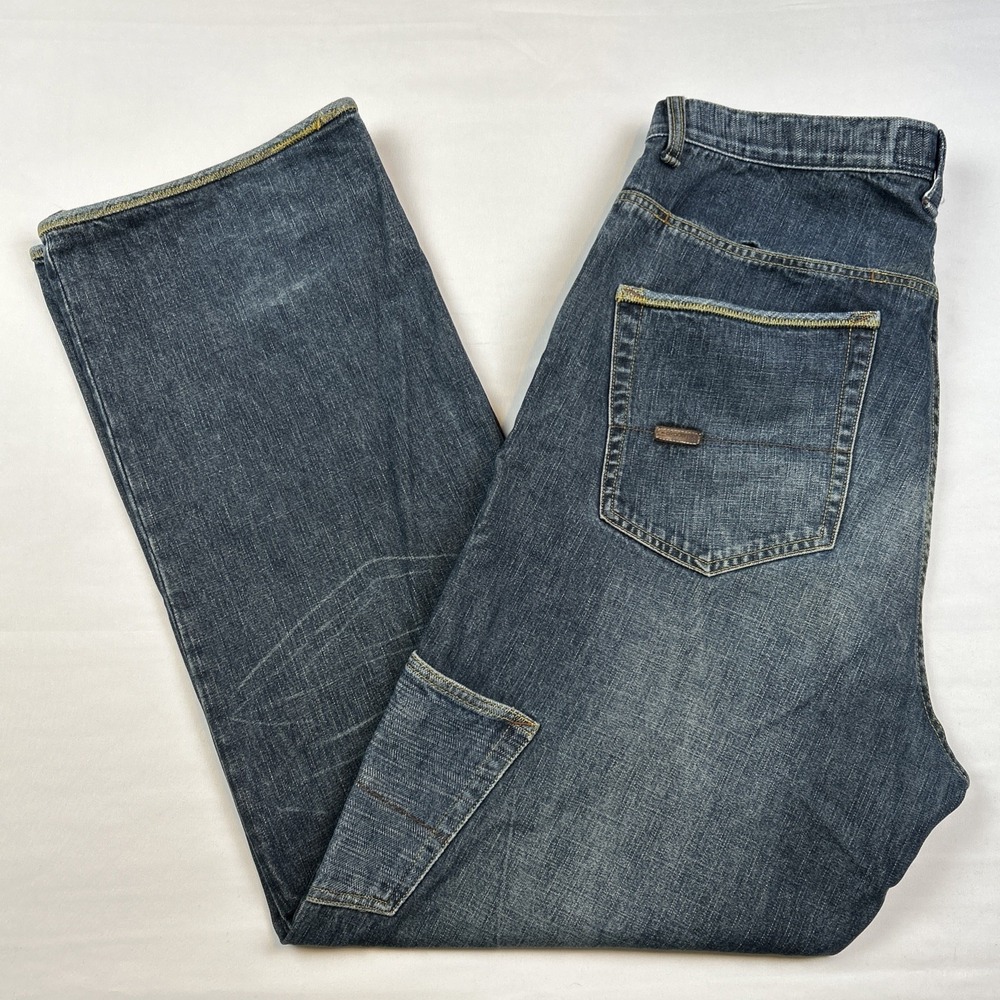 VTG Y2K Akademiks Cargo Jeans Sz 36 Men's Hip Hop Streetwear Pockets Embroidered